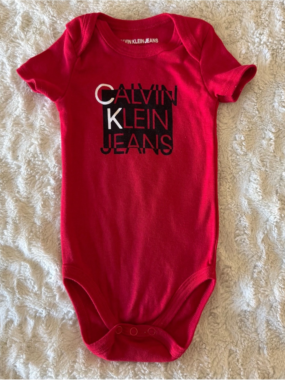 Calvin Klein Jeans Red Baby Onesie